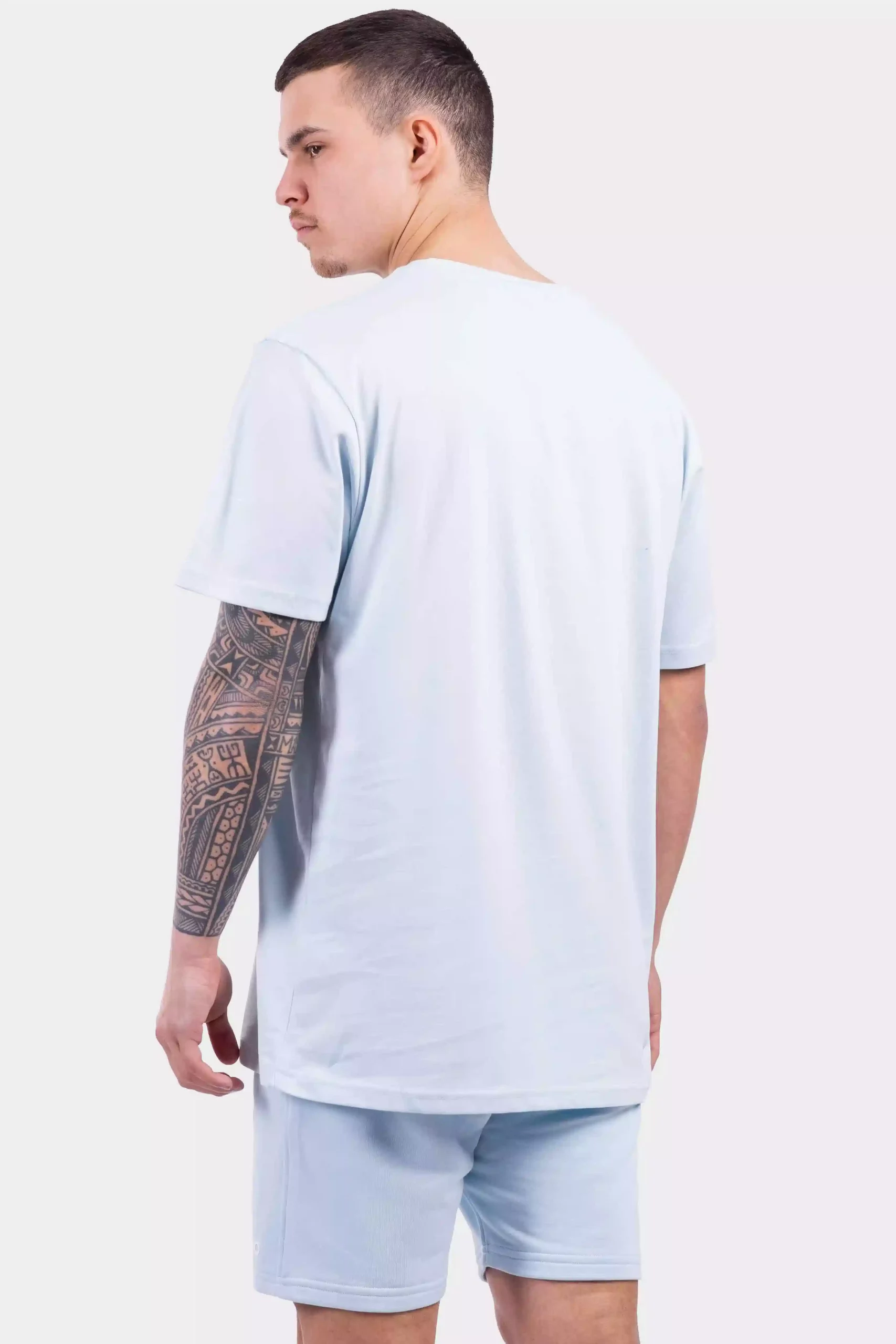 24 Uomo Basic T-Shirt Heren Lichtblauw