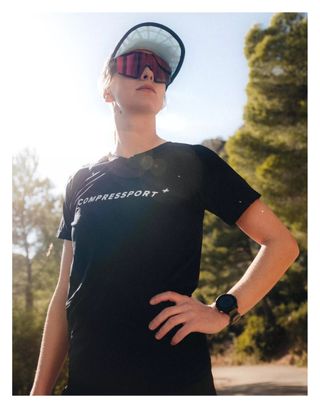 Maillot manches courtes Compressport Training Logo Noir