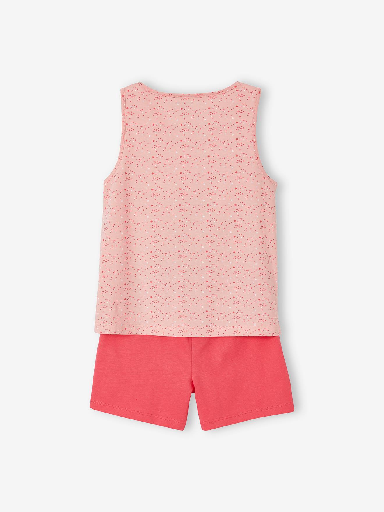 Conjunto de 2 pijamas com shorts estampados rosa tamanho médio.