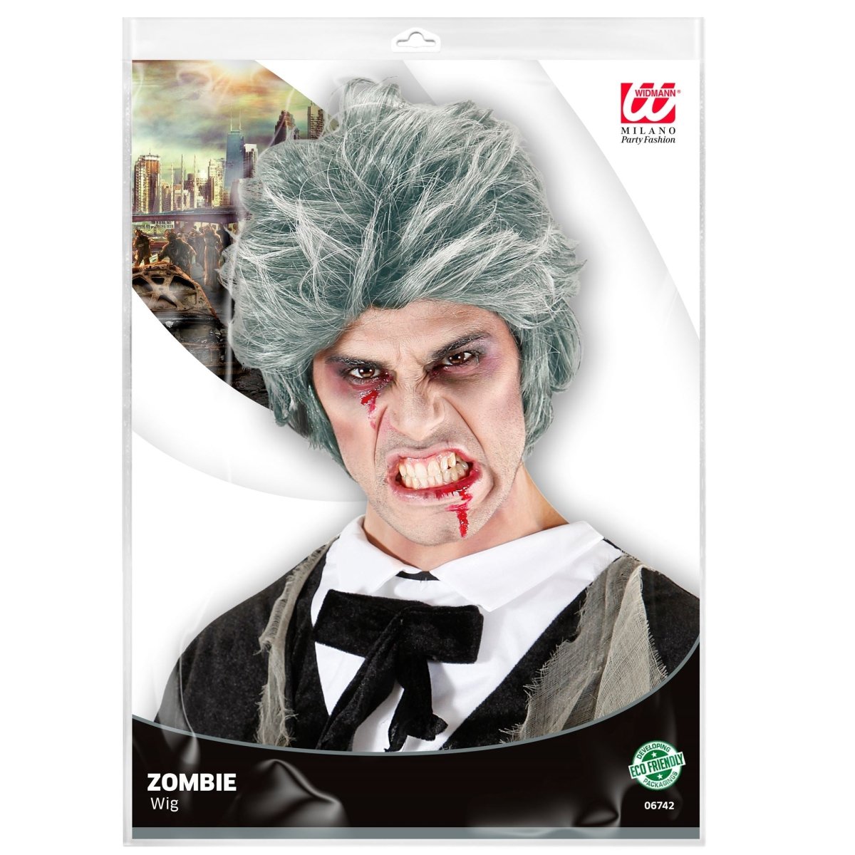 Halloween Pruik Zilver Zombie