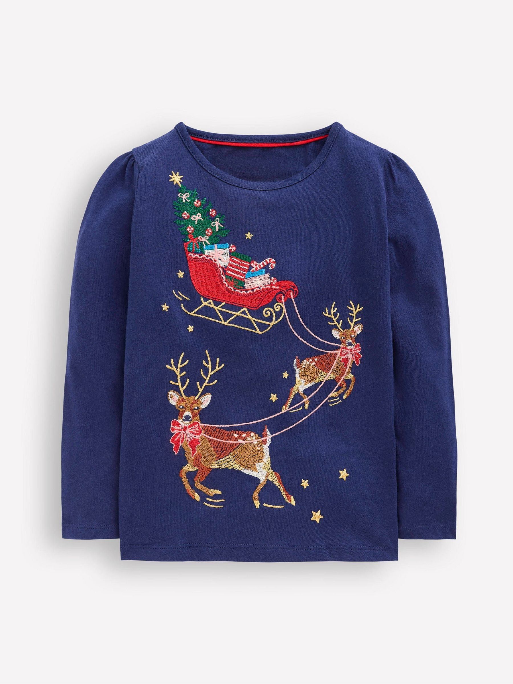 Boden Superstitch Kerstmis T-shirt met Lange mouwen