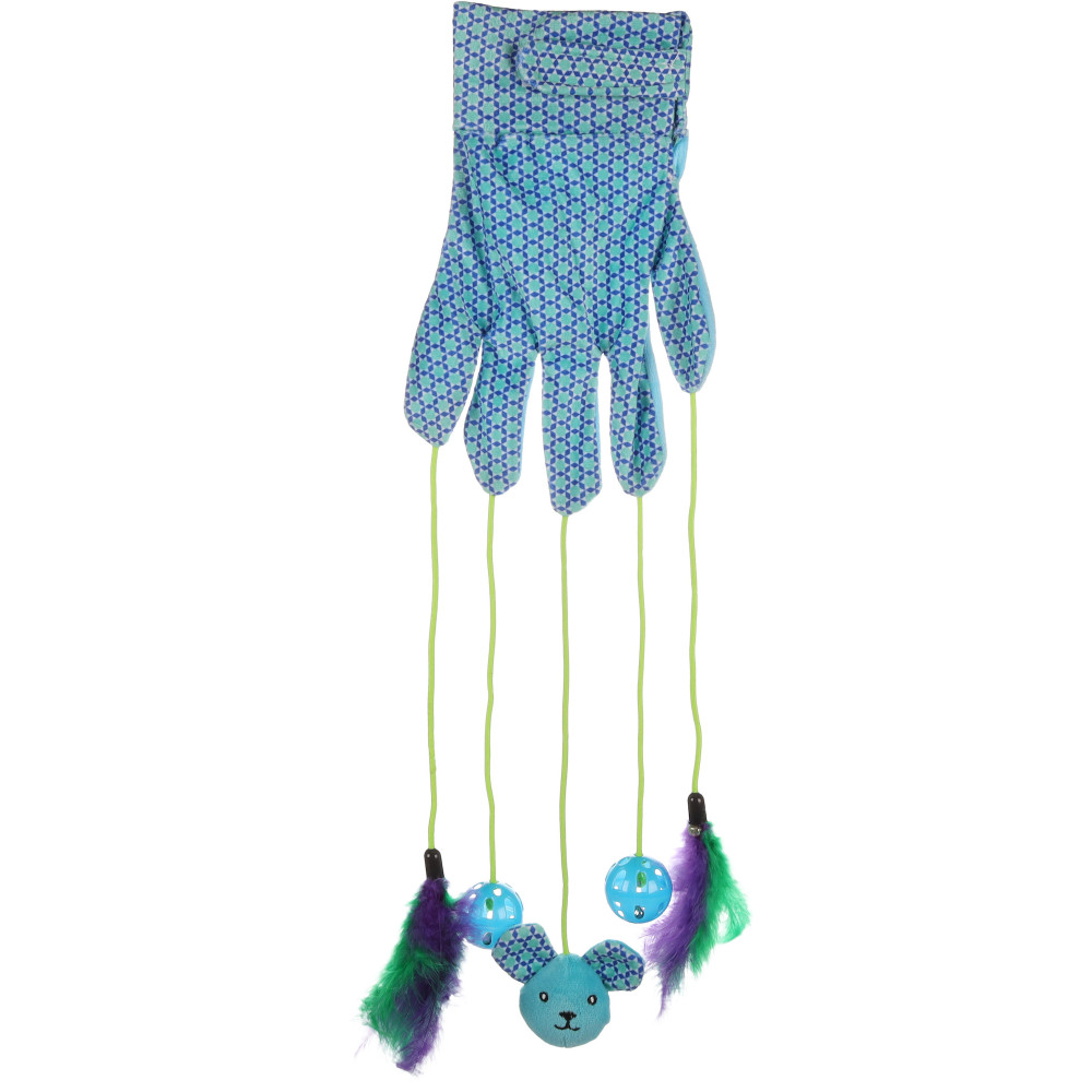 Gant avec jouets bleu 55 cm x 3.8 cm pour chat