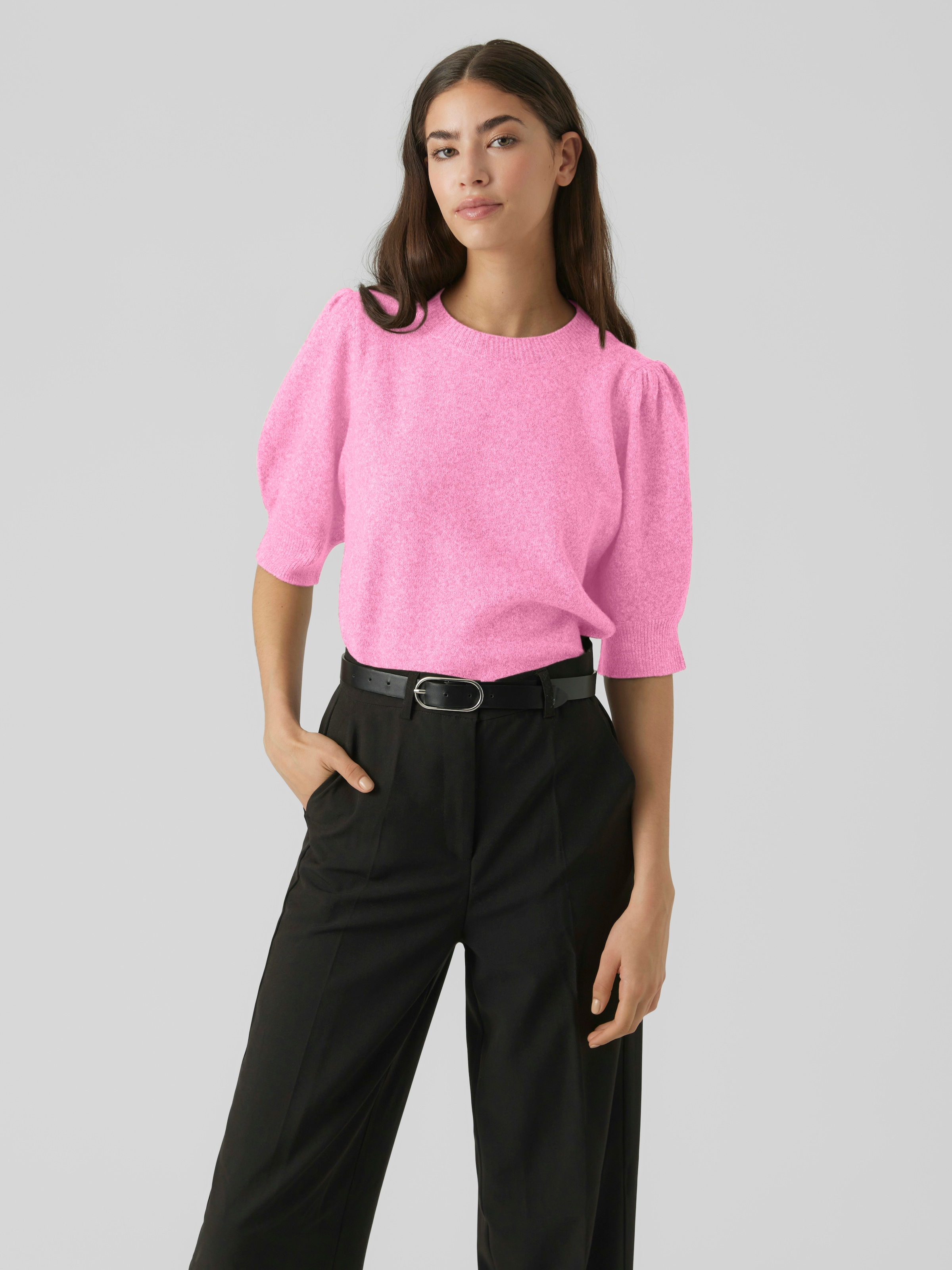 Vero Moda Rundhalspullover »VMDOFFY 2/4 O-NECK PULLOVER GA NOOS«, mit kurzen Puffärmeln