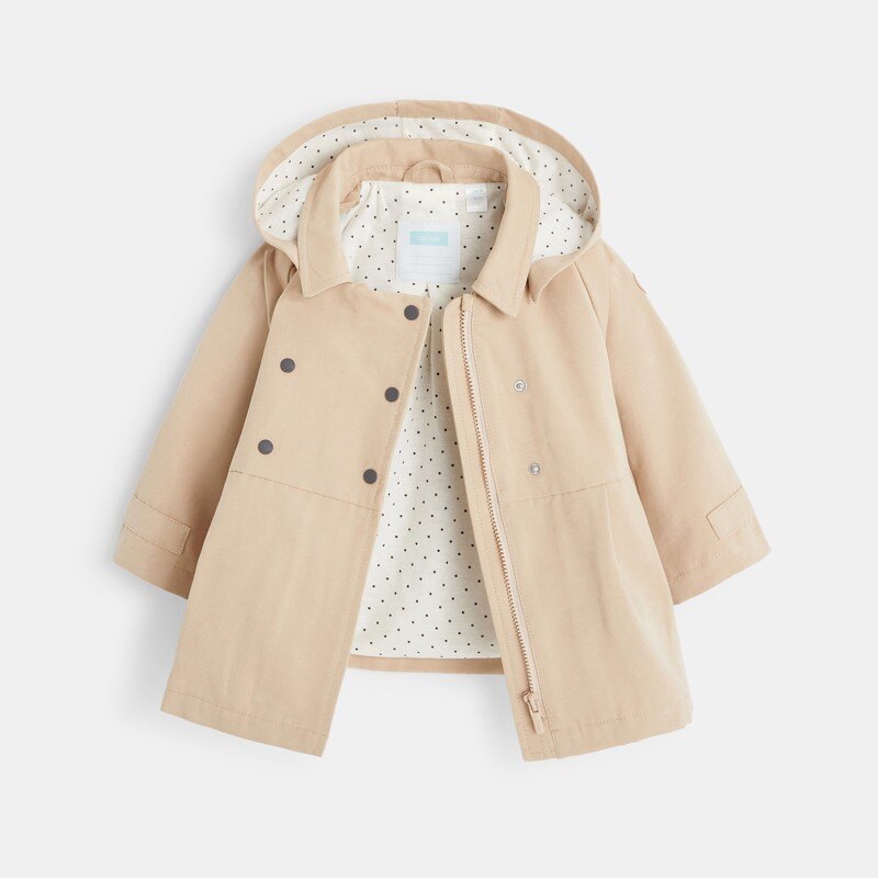 Manteau toile déperlante à capuche beige bébé fille Beige