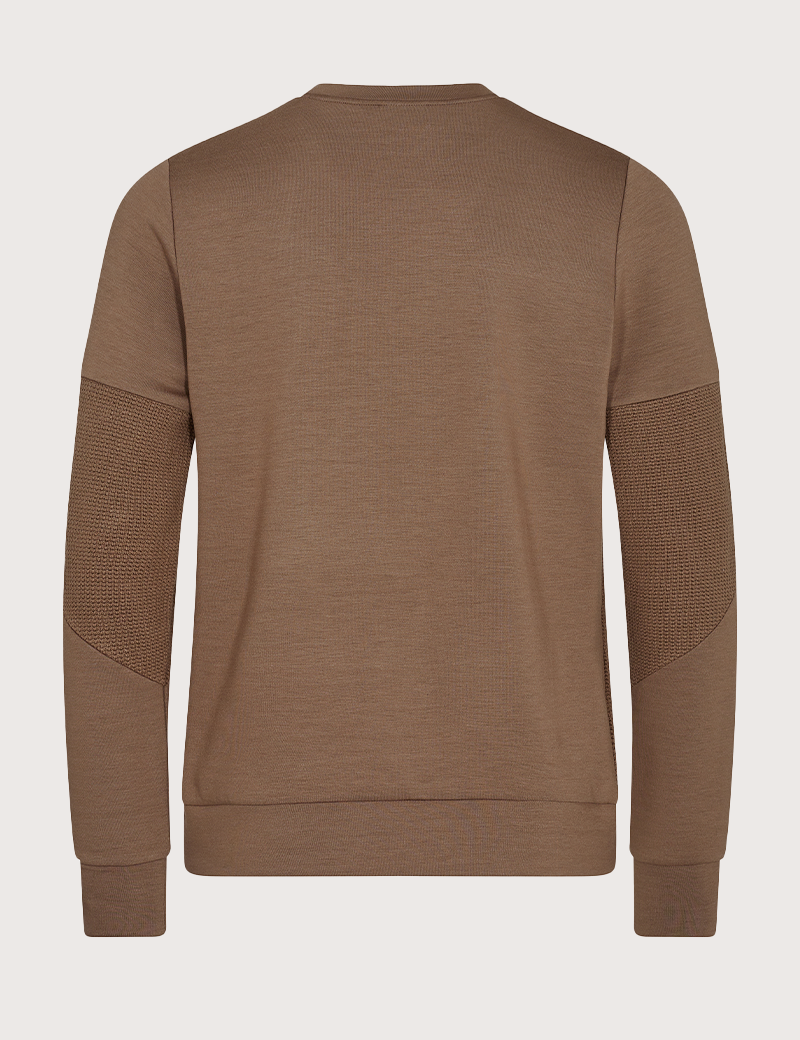 MOS MOSH PULL HOMME BI-MATIÈRE MOORE MARRON CLAIR