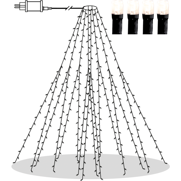(2m) 360 LED's Weihnachts Deko Lichterkette Outdoor Baumschmuck Beleuchtung IP44 (594-33-1) - Kaltweiss