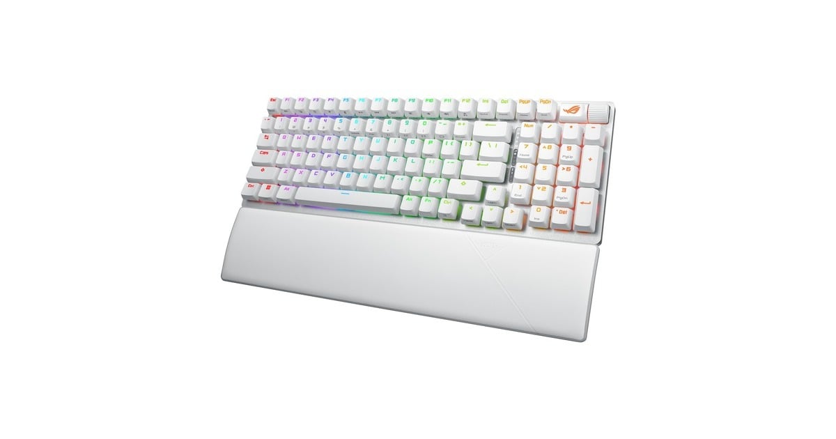 ASUSROG Strix Scope II 96 Wireless, gaming toetsenbord  (Wit, US lay-out, ROG NX Snow, RGB leds, 96%, Hot-swappable, PBT Double-shot, Bluetooth / 2.4GHz / USB 2.0)