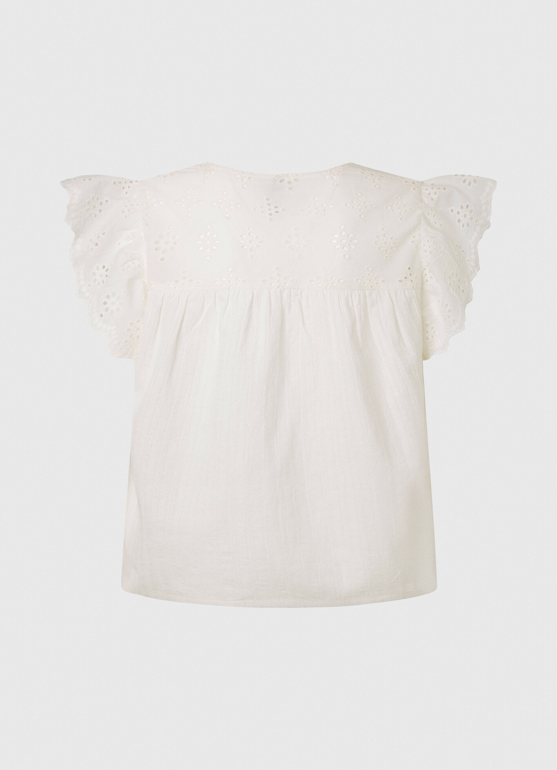 Blusa de algodão com detalhes vazados - branco mousse