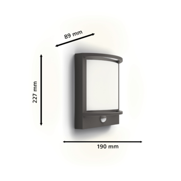 Philips buitenlamp Samondra antraciet met sensor LED 3,8W 800 lm