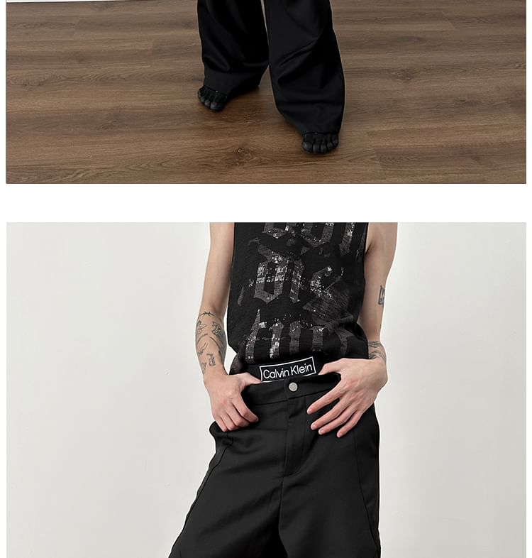 Nahagin - Effen pantalon met wijde pijpen en halfhoge taille