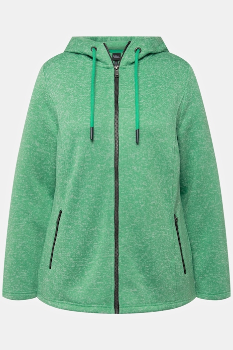 Strickfleece-Jacke, Kapuze, Reißverschlusstaschen