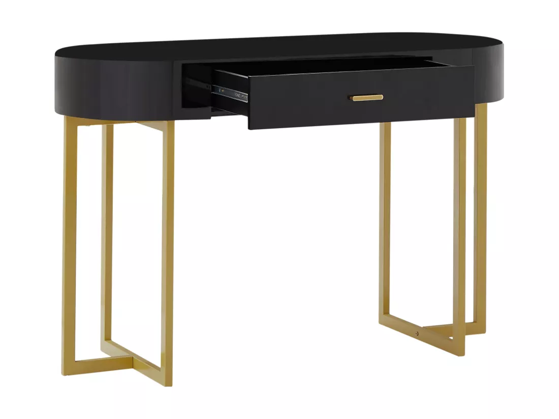 Bureau console avec 1 tiroir - MDF laqué et métal - Noir et doré - TORELI de Pascal Morabito