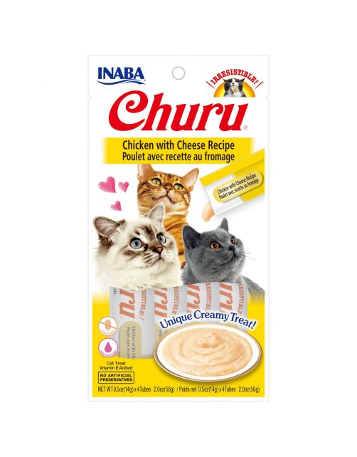 Inaba Churu Purée - Kattensnack - Kip Kaas 15 g 4 stuks