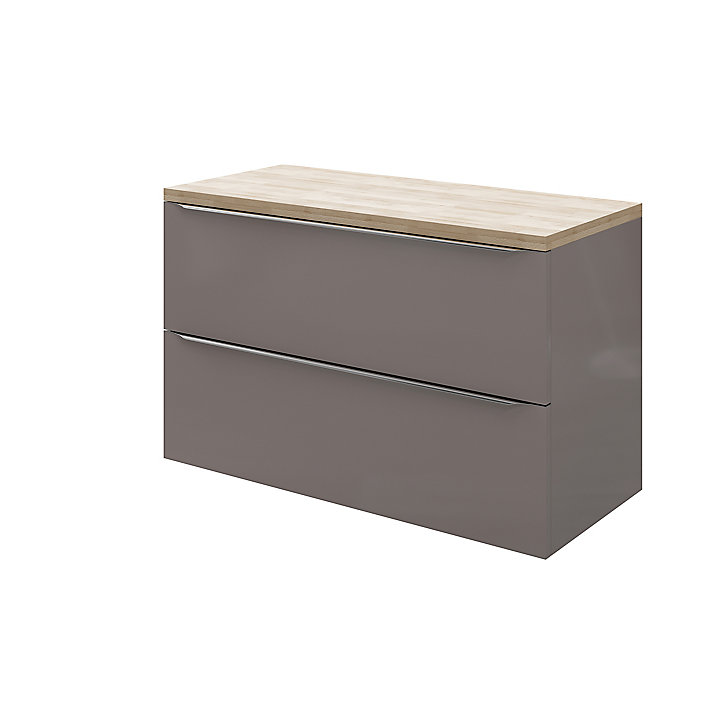 Meuble sous vasque à suspendre GoodHome Imandra gris taupé 100 cm + plan de toilette Hartland