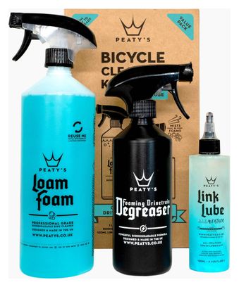 Kit Nettoyage Peaty's Dégraisse : Loam Foam 1L / Dégraissant 500ml / Link Lube