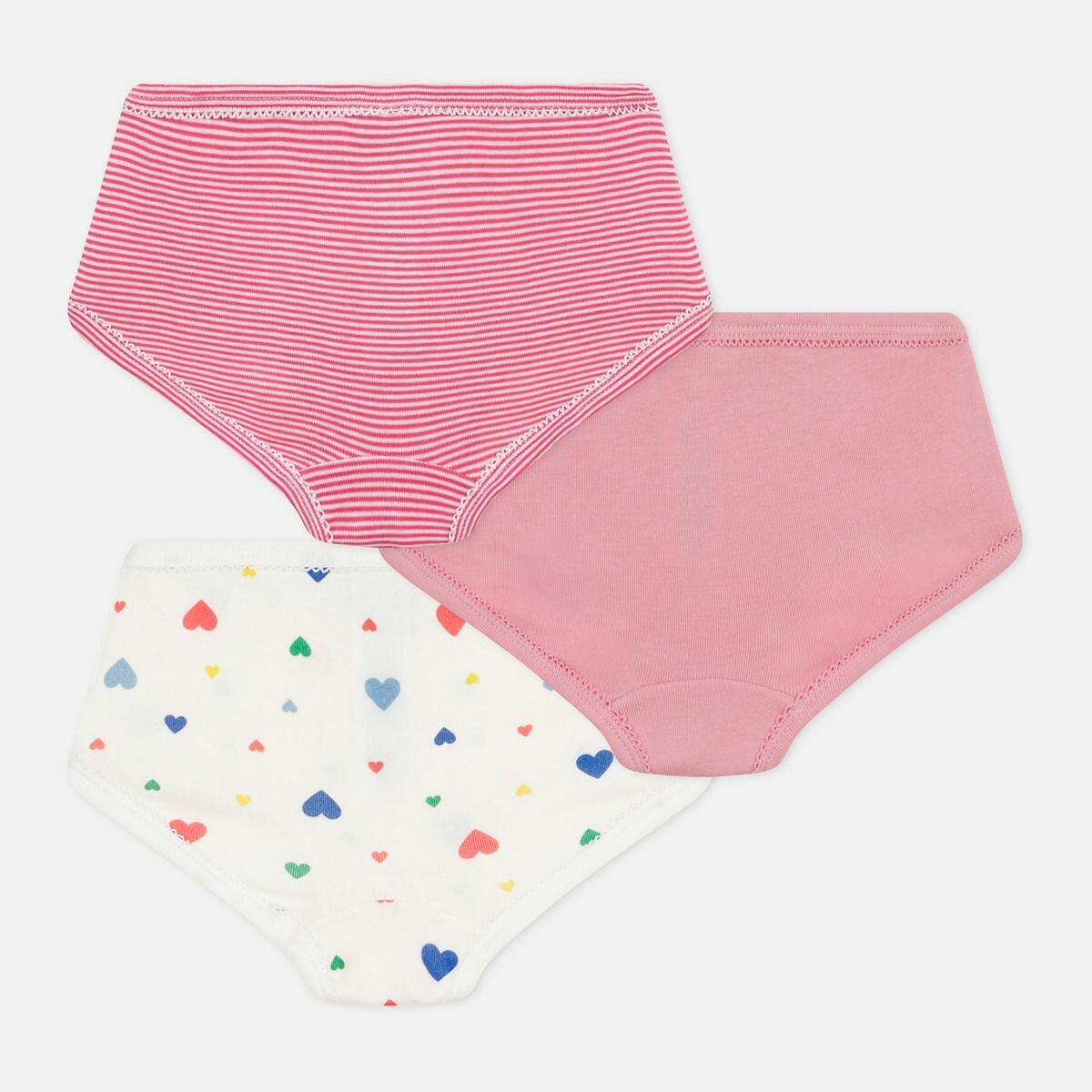 PETIT BATEAU<br>Conjunto de 3 calcinhas de algodão de cintura alta