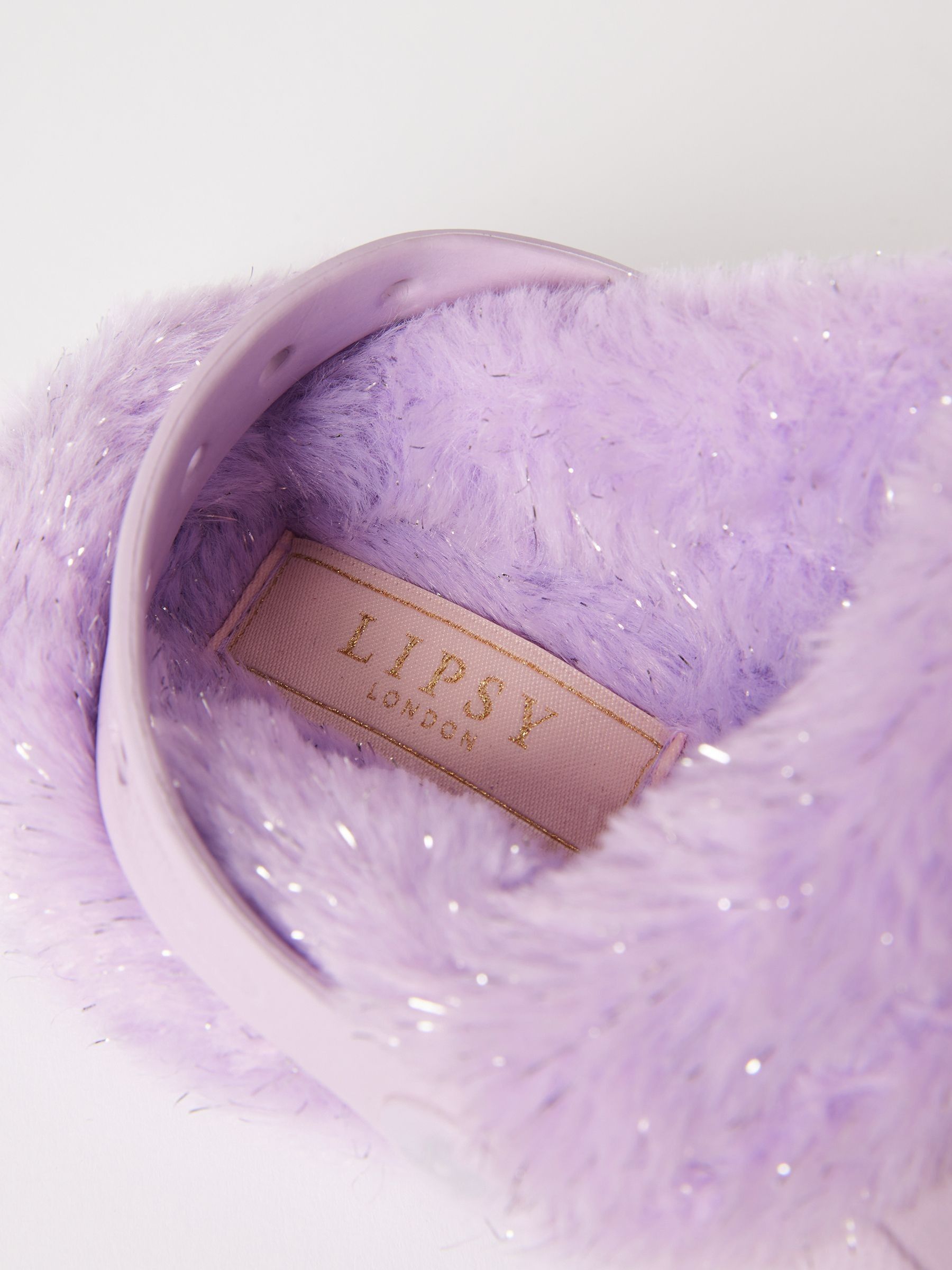 Lipsy fleece gevoerde klomppantoffels met imitatiebont