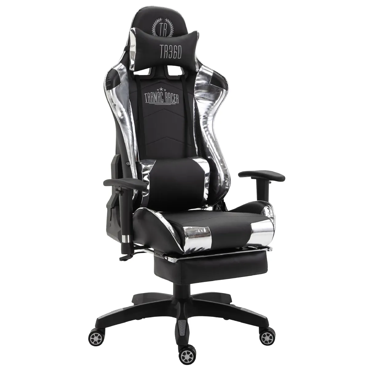 Decoshop26 Chaise de bureau gamer - Noir/Blanc