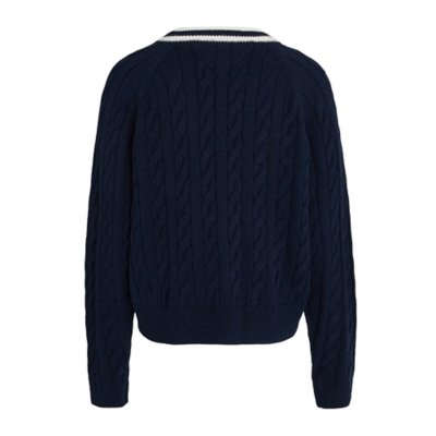 Pull femme V-Neck Cable Sweater TOMMY HILFIGER