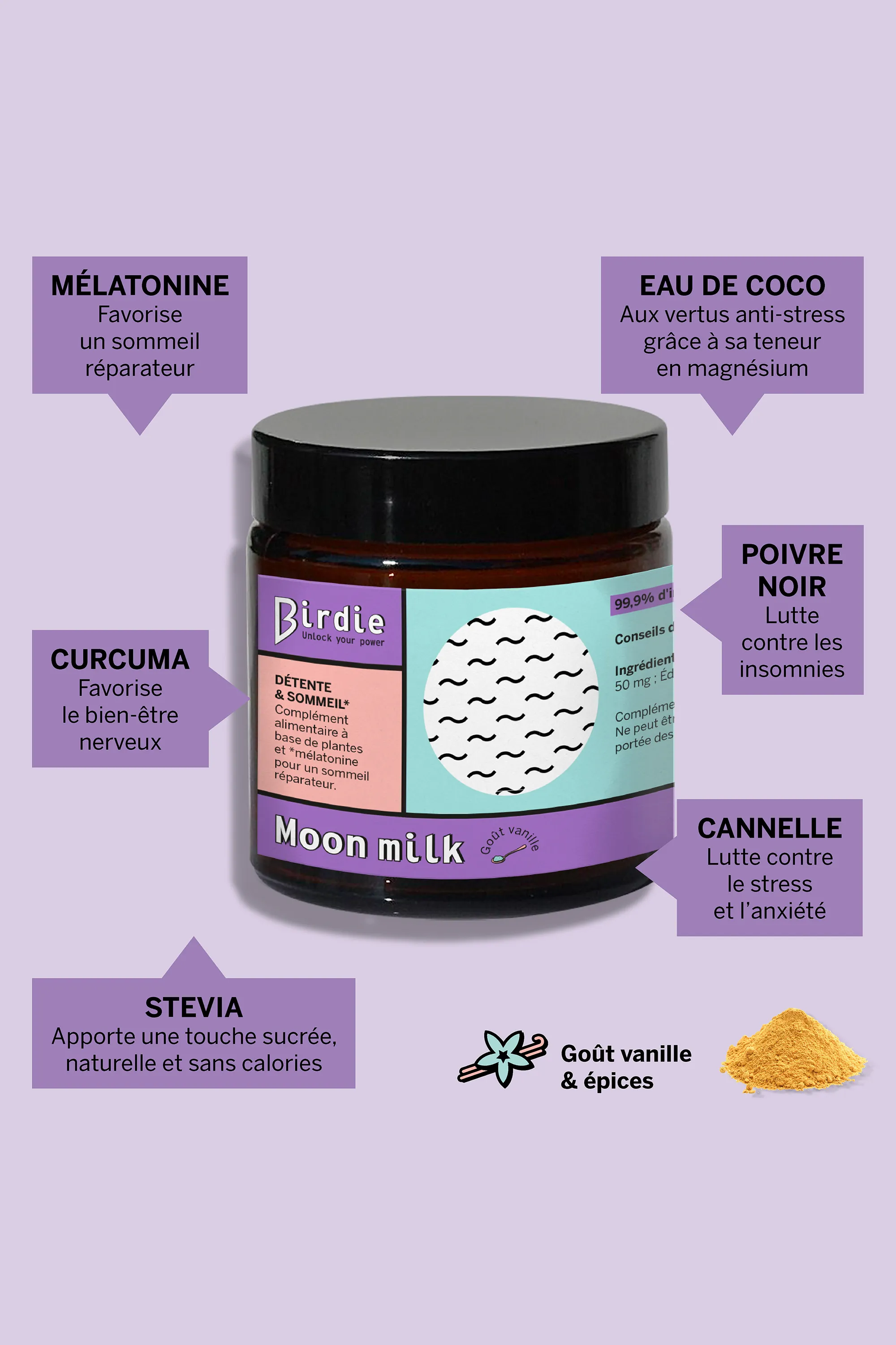 Birdie Poudre détente et sommeil Moon milk-92 g
