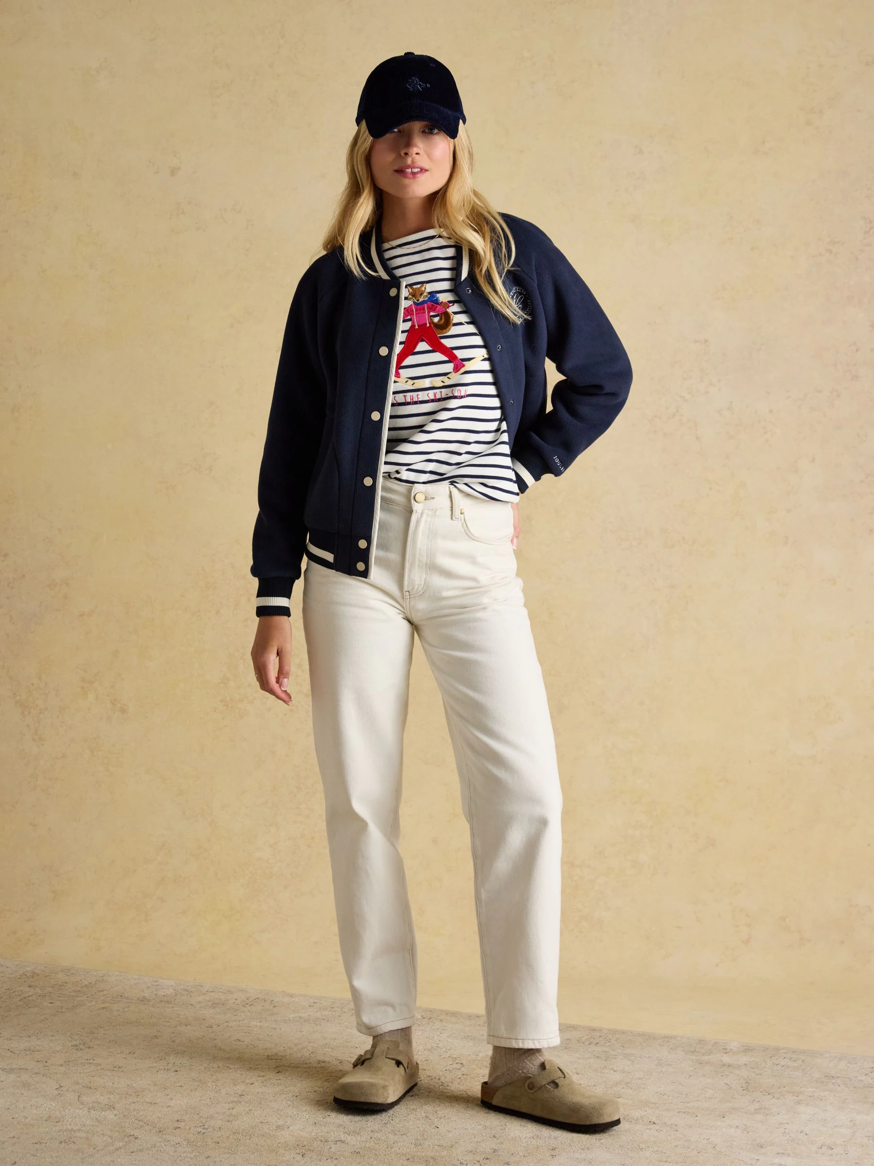 Jonty Fox Cream/Navy - Joules Christmas Harbour Boat Neck Breton Top