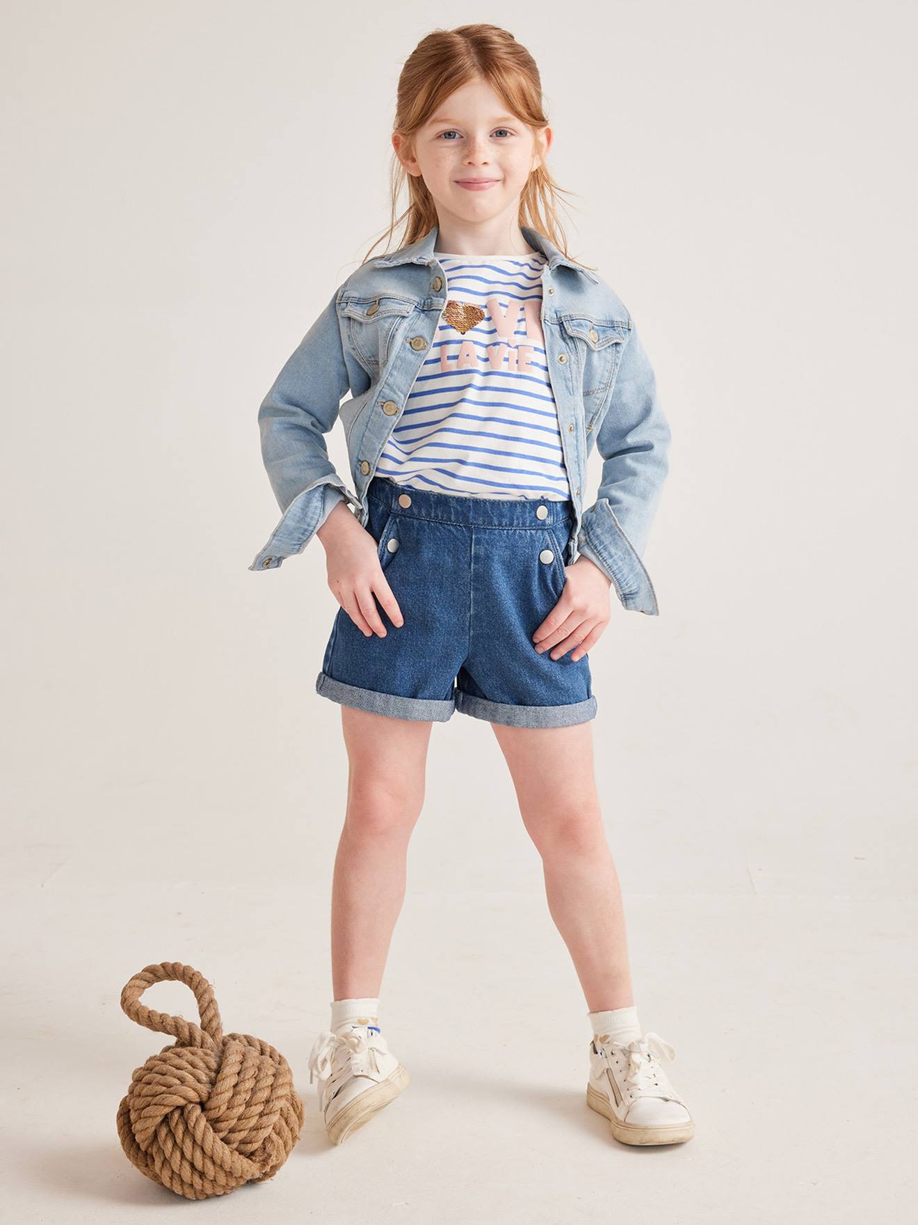 Jaqueta jeans personalizável para meninas, cor pedra