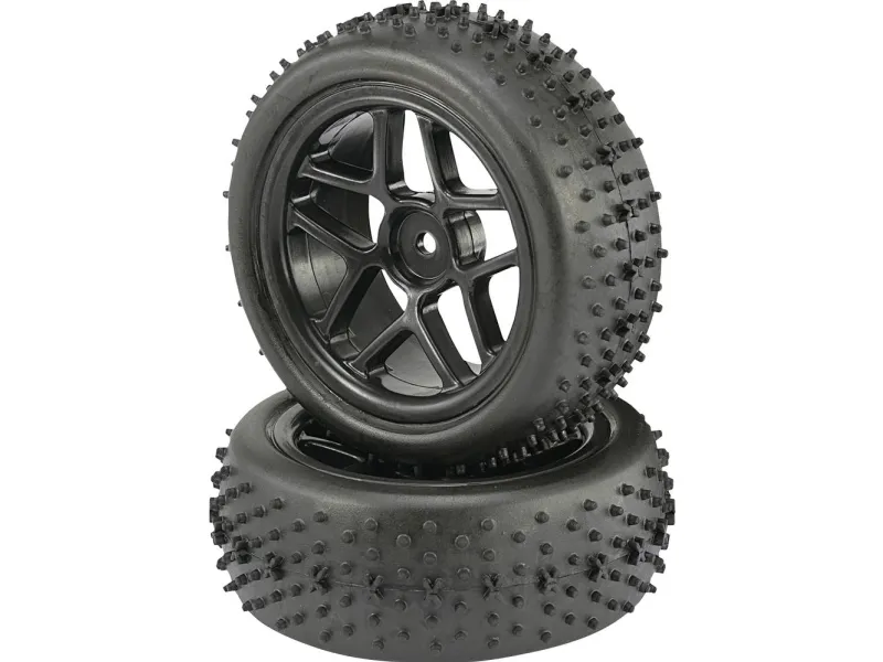 Reely 1:10 Buggy Komplette hjul Spike 5 dobbelte eger Sort 2 stk