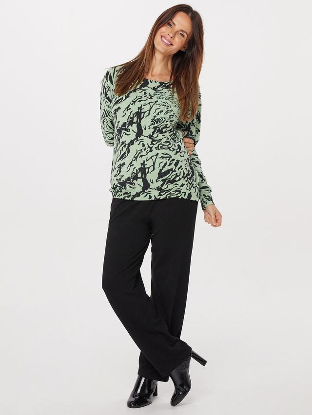 Pullover bedruckt mit Perlenverzierung