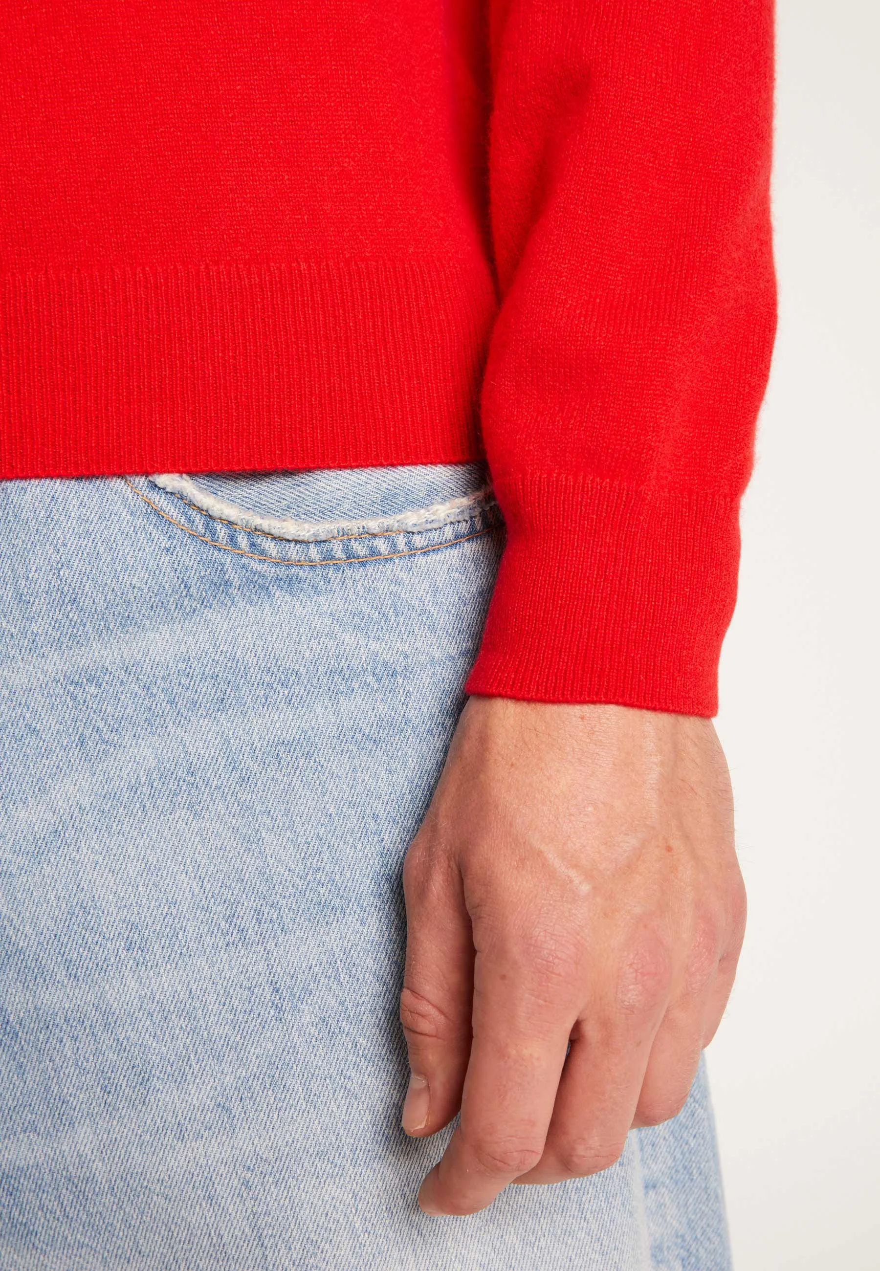 EVANNAH24 - Pull col v en cachemire | Rouge