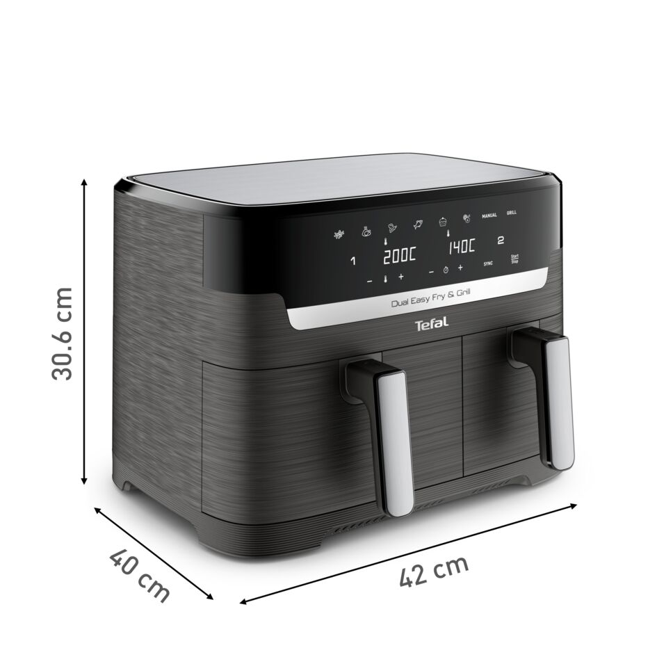 Easy Fry & Grill Dual EY905B Air fryer met dubbele lades - 8 programma's - 8,3 L