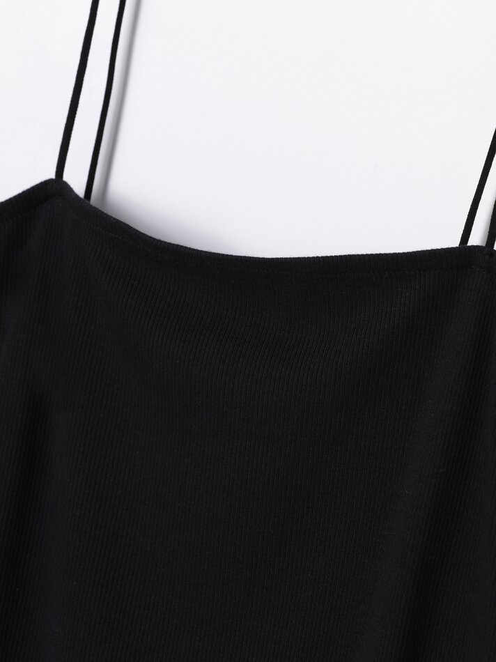 Vestido curto canelado - Preto