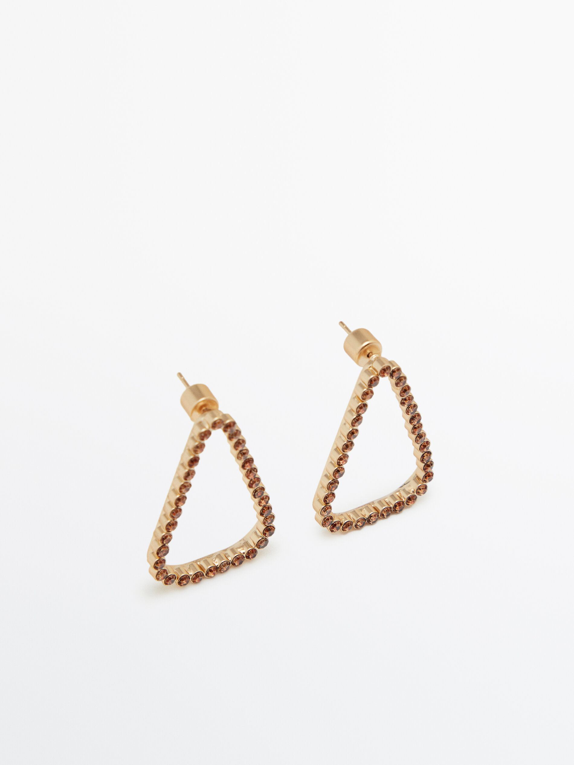 Pendientes triángulo piedras baño oro - OURO