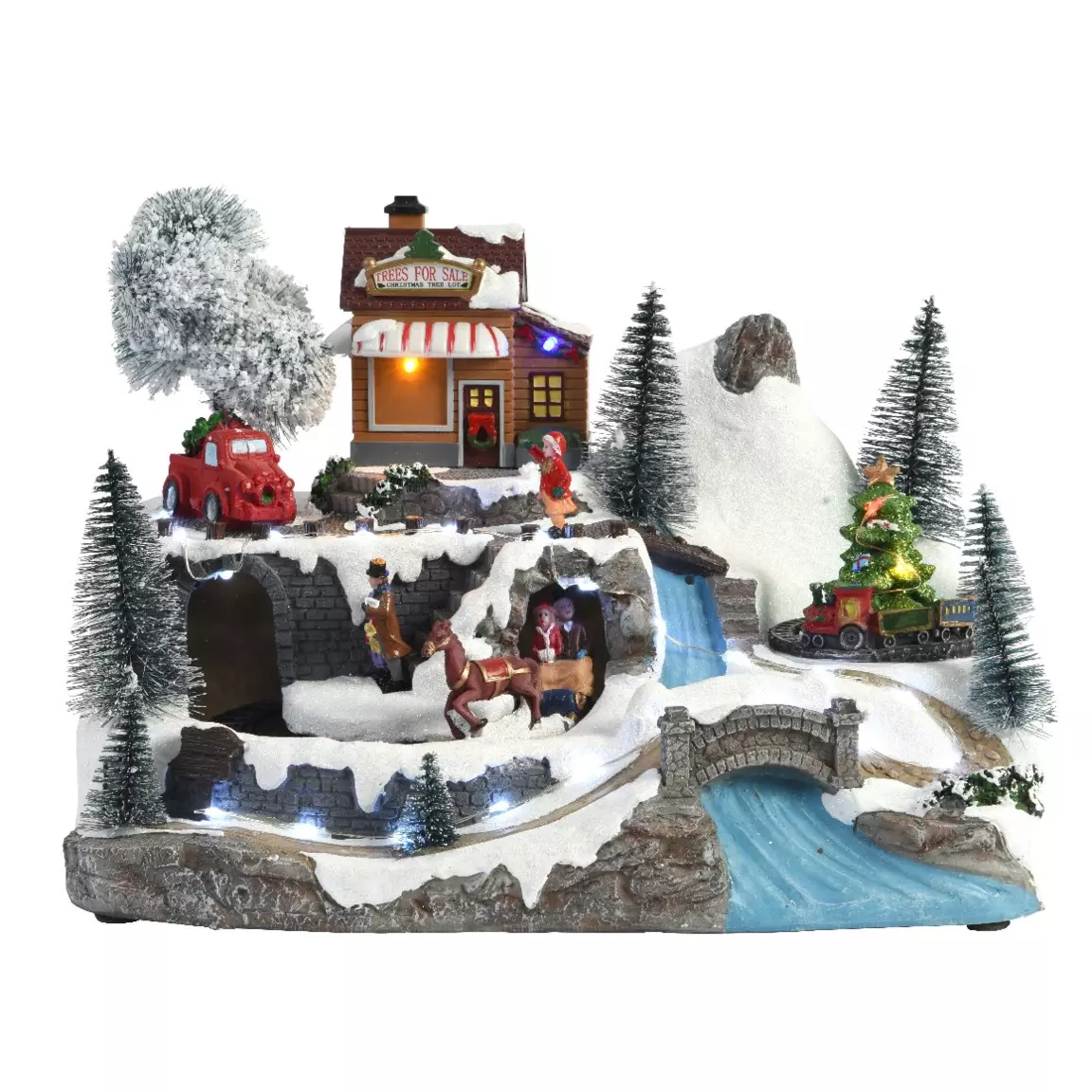 Vente de sapin illuminée et musicale à piles