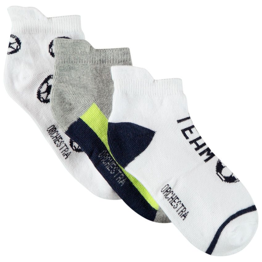 Lot de 3 paires de chaussettes courtes foot pour garçon - Blanc