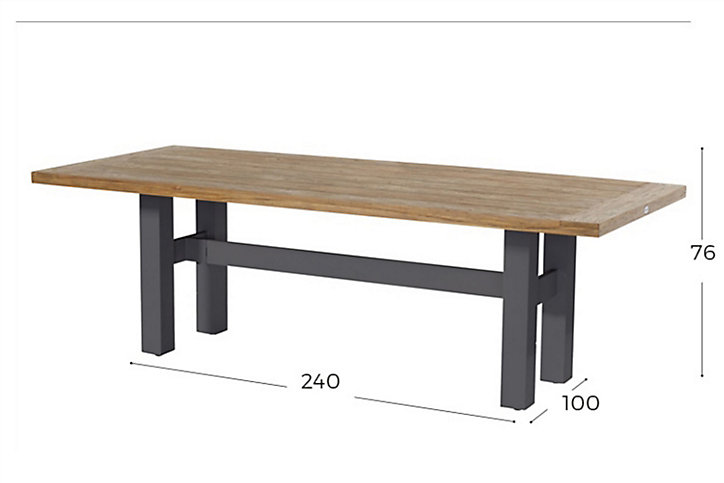 Table de jardin Yasmani en bois coloris marron et anthracite L.240 x l.100 x H.76 cm