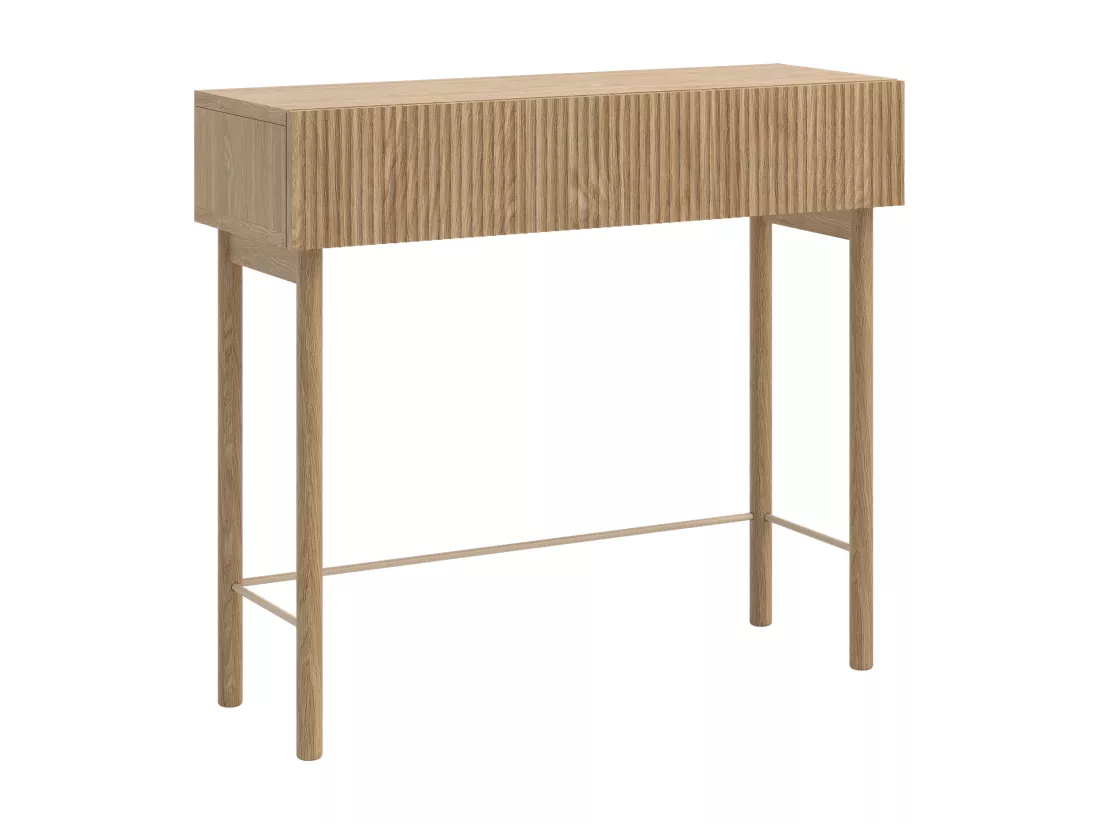 Table console avec tiroir - debout - 90 cm - couleur de bois chêne huilé - NOLIE