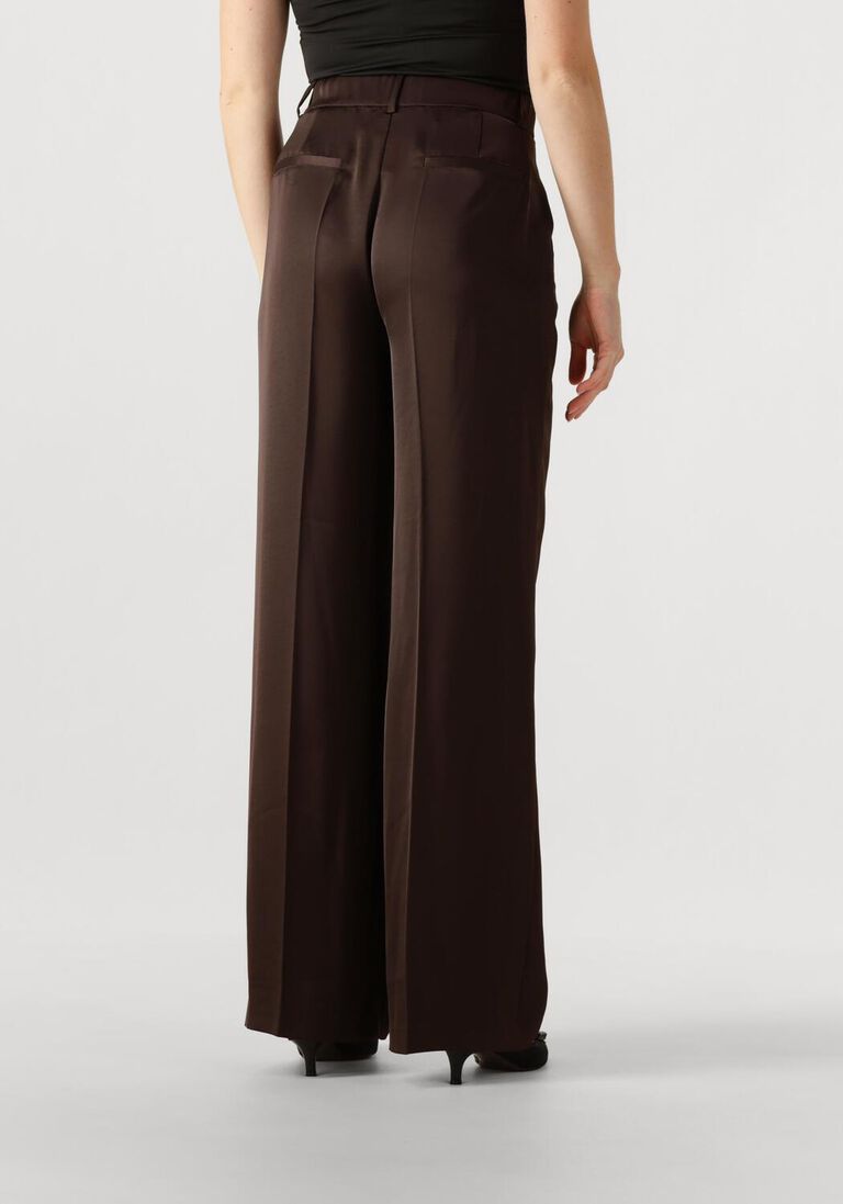 bruine dante6 wijde broek jules satin smart pants