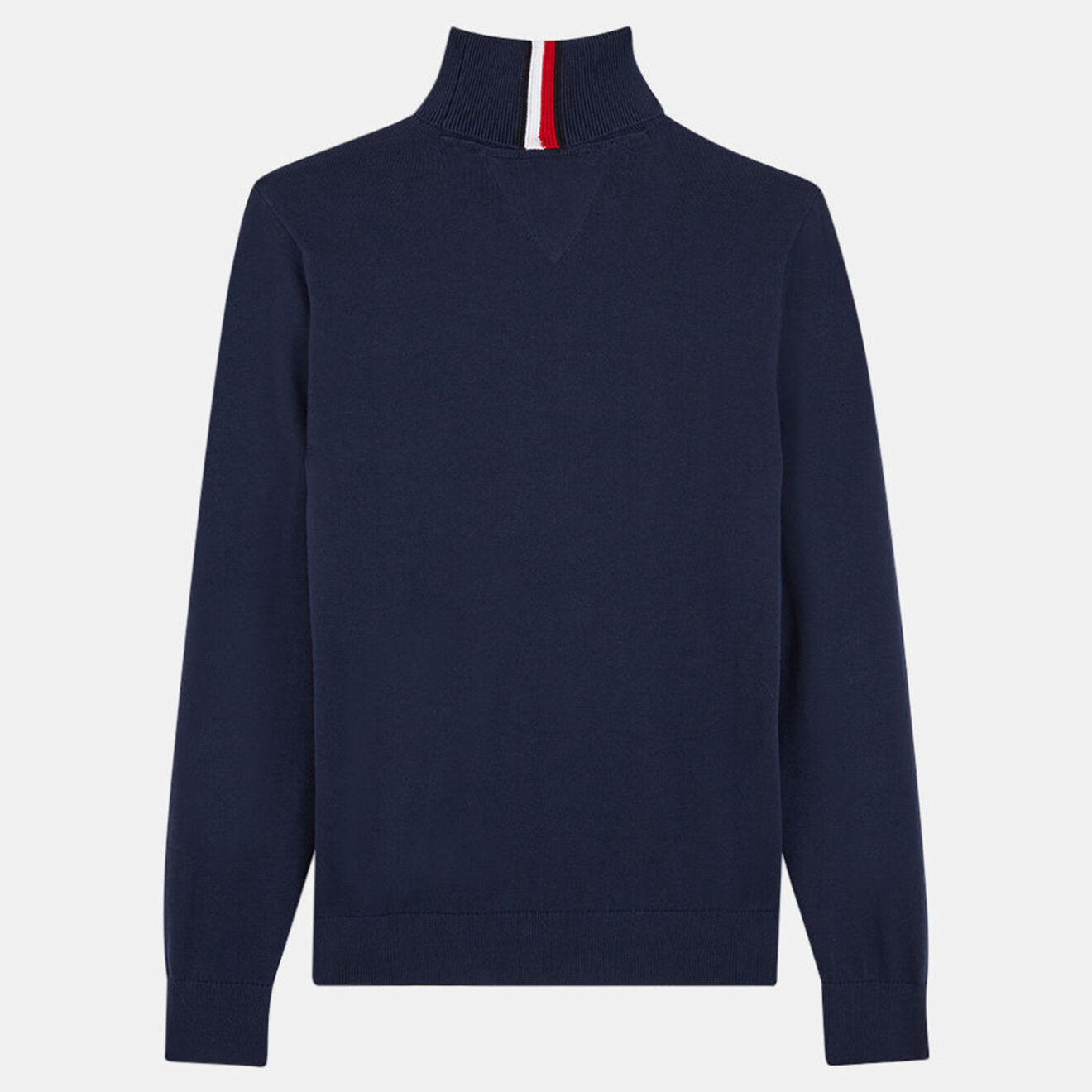Tommy Hilfiger Pull en Maille de coton à col roulé mini drapeau bleu marine