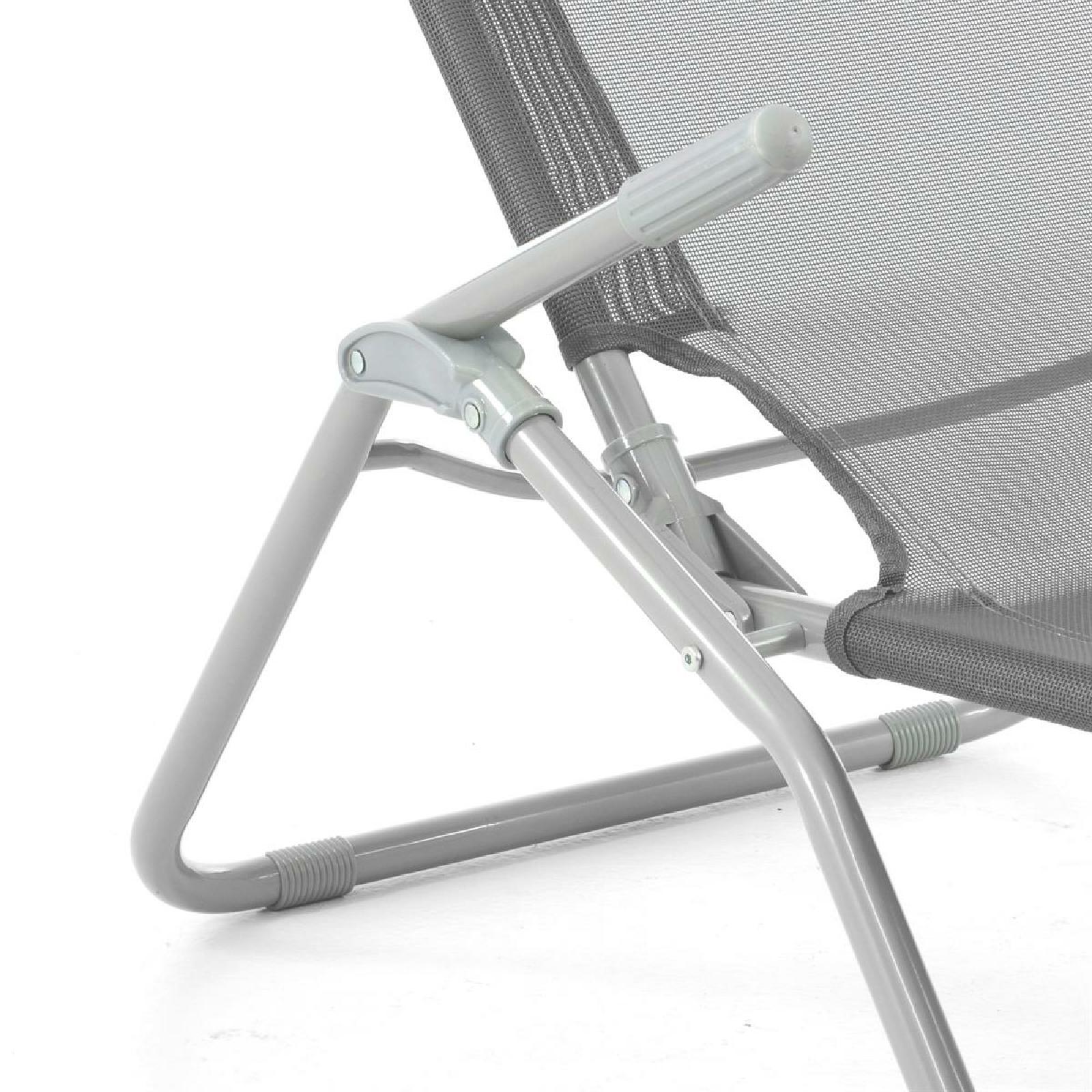 VCM Gartenliege 2er Set Bäderliege 160 cm Grau Armlehne Stahl Relaxliege klappbar