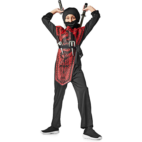 Drageninja rød kostume - str. 140 cm