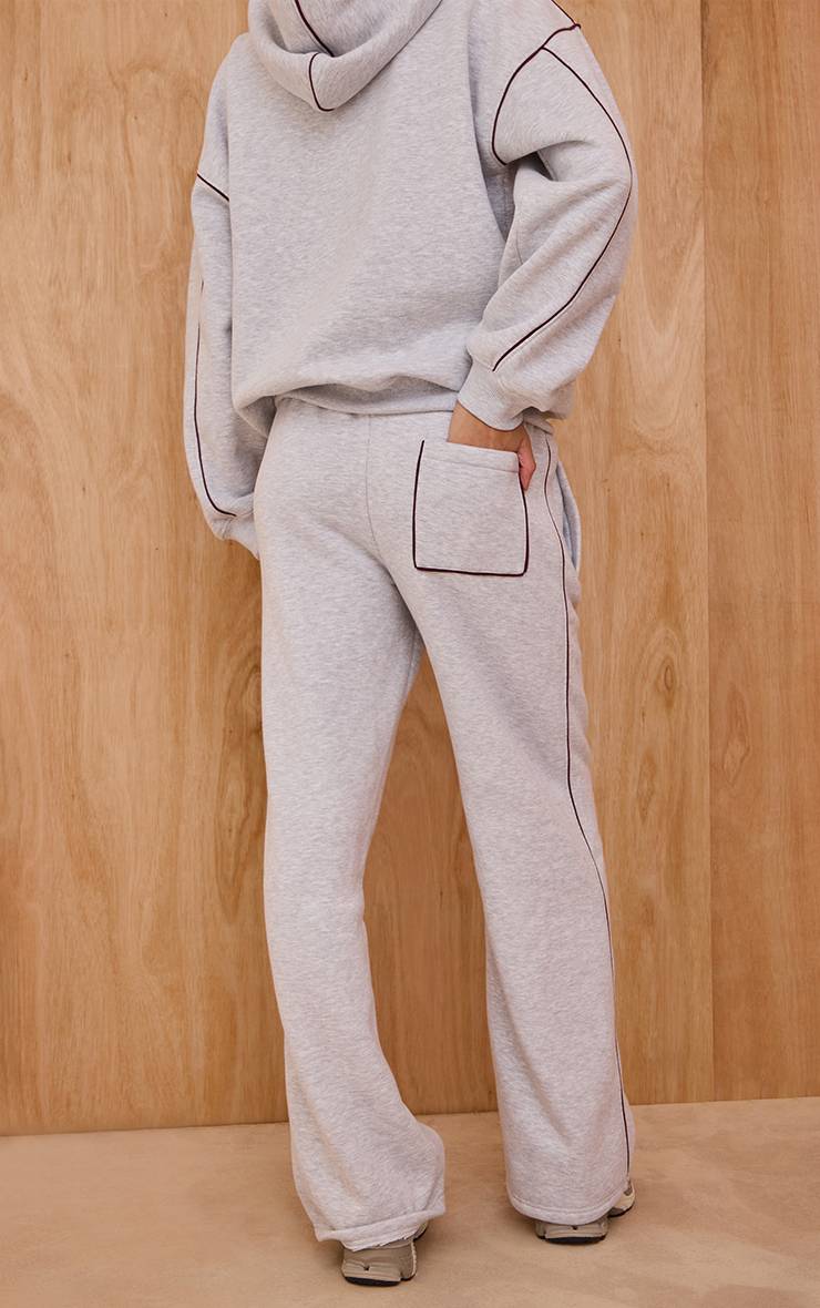 Gris Cendré Jogger Droit À Cordon De Serrage Avec Coutures Contrastées