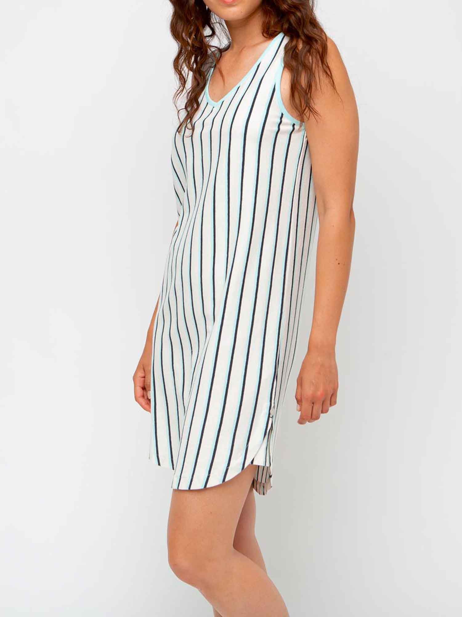 Robe Femme Coton Lin Bleu Clair