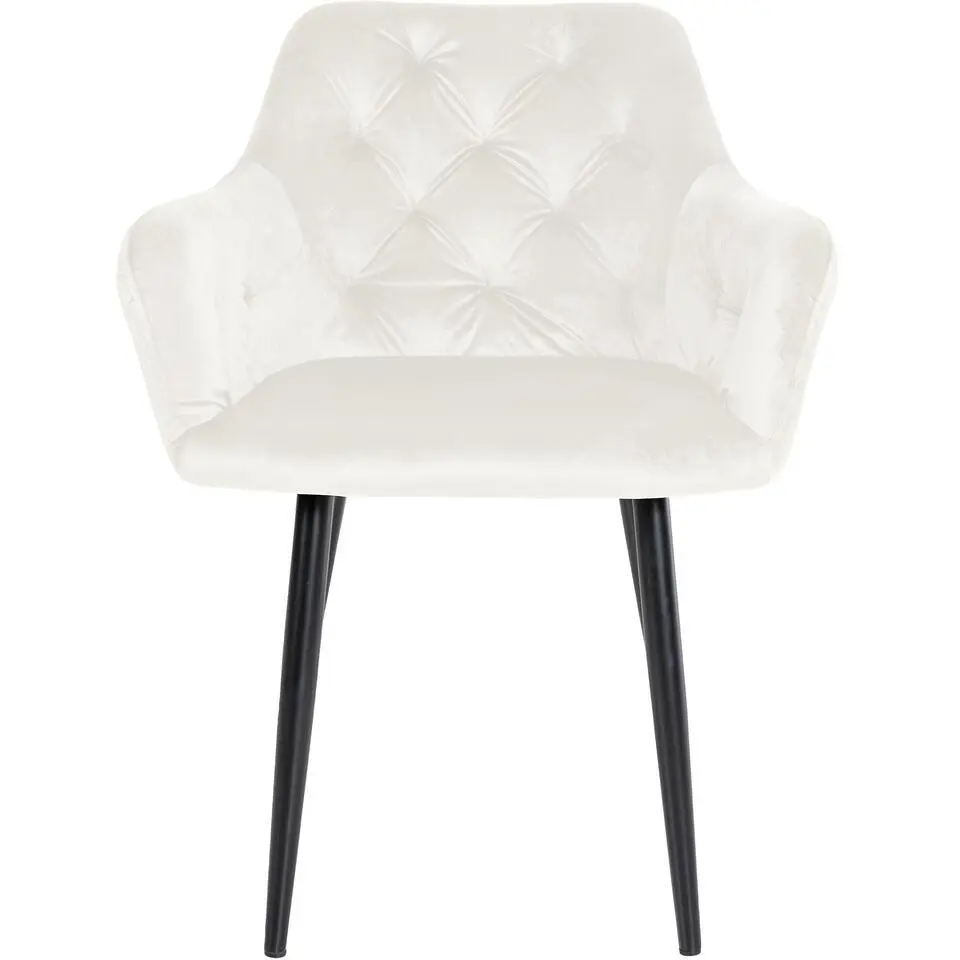 CLP Eetkamerstoel Stanley zwart Frame - Fluweel - creme