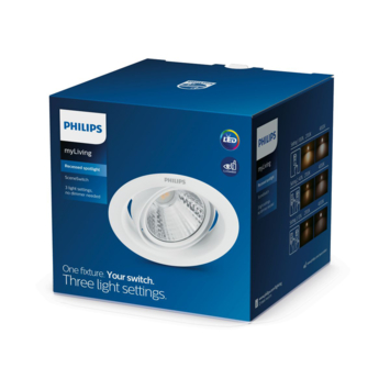 Philips inbouwspot LED Pomeron sceneswitch 1x7W 2700K wit