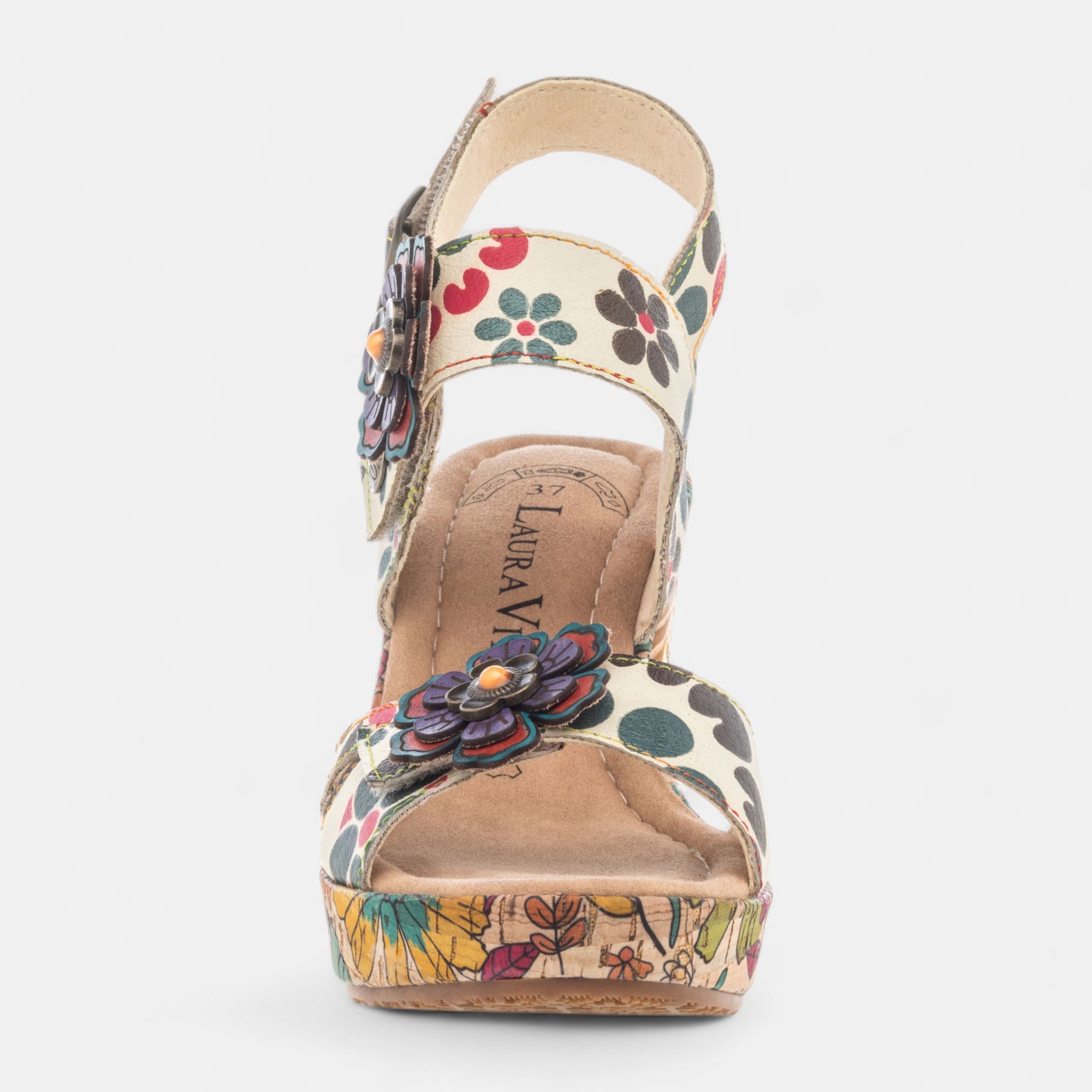 Nu-pieds à talon Femme en cuir beige
