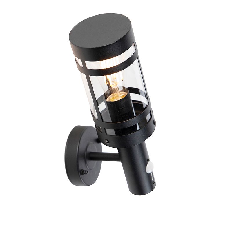 Buitenwandlamp zwart met bewegingssensor IP44 - Gleam