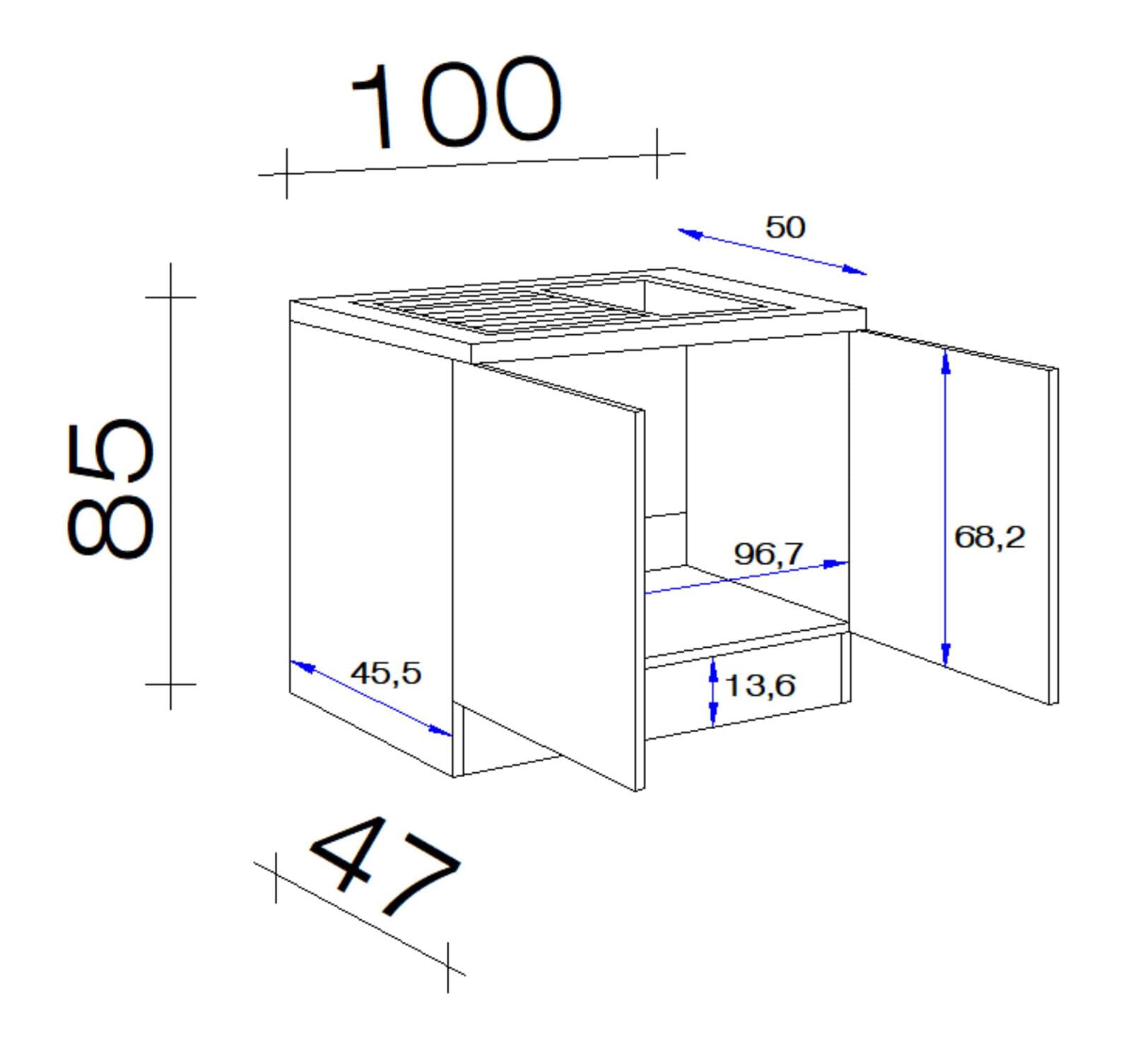 Spülenunterschrank Speed Weiß Nachbildung ca. 100 x 85 x 47