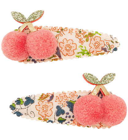 Mimi & Lula Haarspange - 2er-Pack - 5 cm - Floral Pom Pom Kirsch