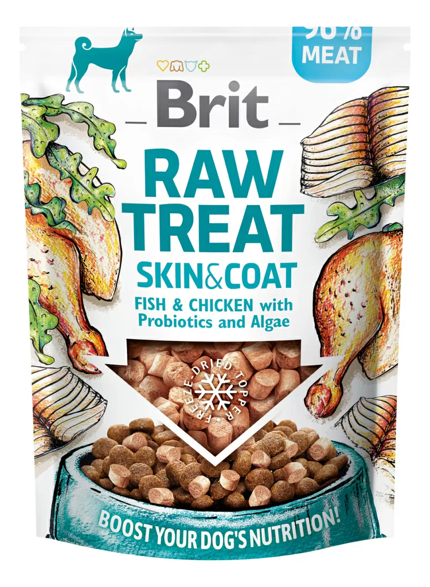 Brit RAW TREAT Skin & Coat, fisk & kylling - 40 g.