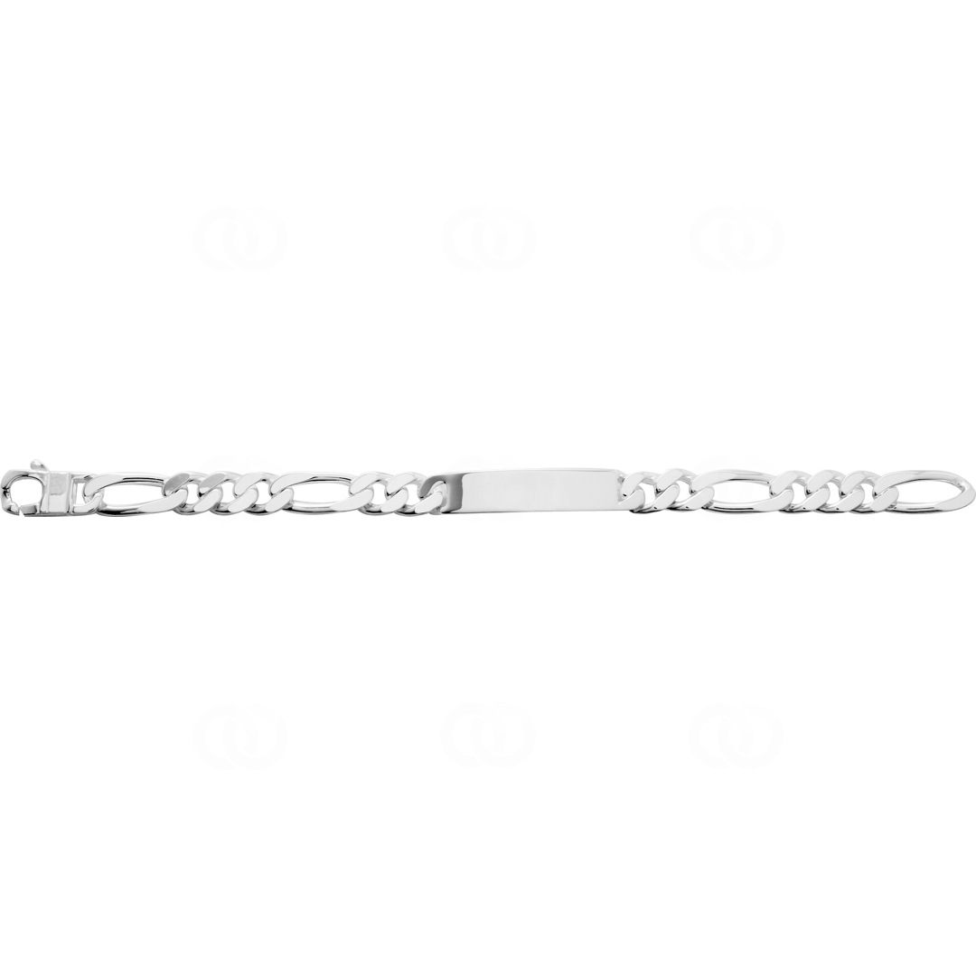 Gravurarmband Figaro 3+1 4-seitig 925 Silber rhodiniert 10.0mm